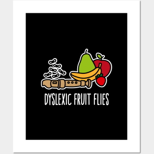 Dyslexic fruit flies, funny dyslexia humor flute Posters and Art